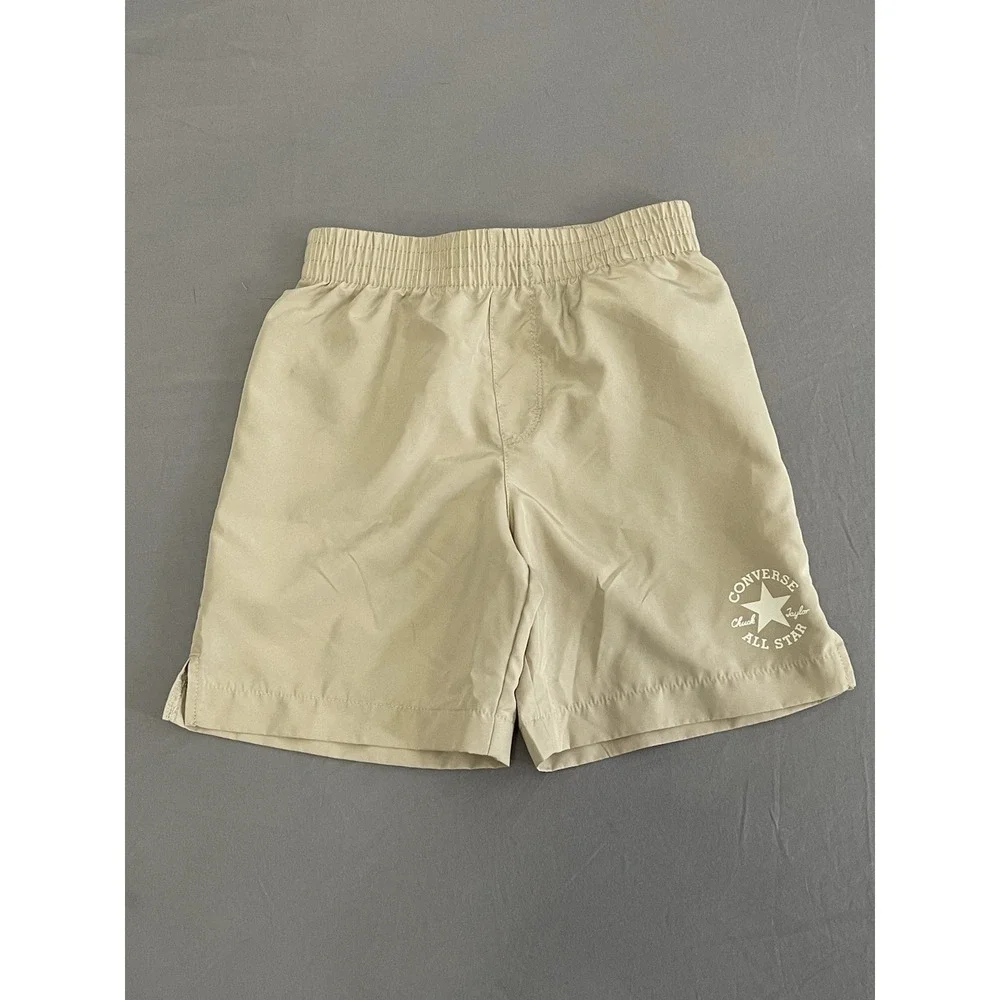NEW CONVERSE Beige Logo Aop French Terry Shorts Sz L 116-122 CM 6-7 YRS Boy's